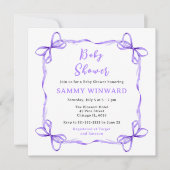 Invitation Baby shower de ruban à coquette violet (Devant)