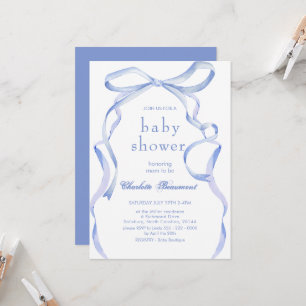 Invitation Baby shower de ruban bleu aquarelle