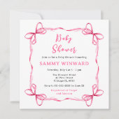 Invitation Baby shower de ruban Coquette rose (Devant)