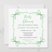 Invitation Baby shower de ruban Coquette vert (Devant)