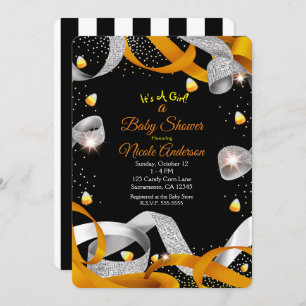 Invitation Baby shower de ruban et de maïs d'Halloween