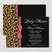 Invitation Baby shower de ruban imprimé Leopard Motif rose (Devant / Derrière)