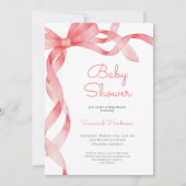 Invitation Baby shower de ruban rose (Devant)
