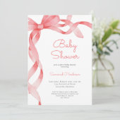 Invitation Baby shower de ruban rose (Debout devant)
