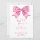 Invitation Baby shower de ruban rose (Devant)