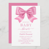 Invitation Baby shower de ruban rose (Devant / Derrière)