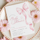 Invitation Baby shower de ruban rose Bow
