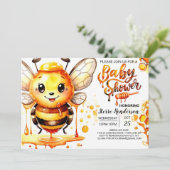 Invitation Baby shower de ruche aquarelle (Debout devant)