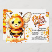 Invitation Baby shower de ruche aquarelle (Devant / Derrière)