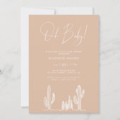 Invitation Baby shower de sable clair Cactus Line Art Desert (Devant)