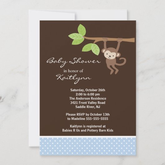 Invitation Baby shower de Safari pour bébés mignons et petits (Devant)