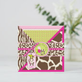 Invitation Baby shower de Safari pour singes de la jungle (Debout devant)