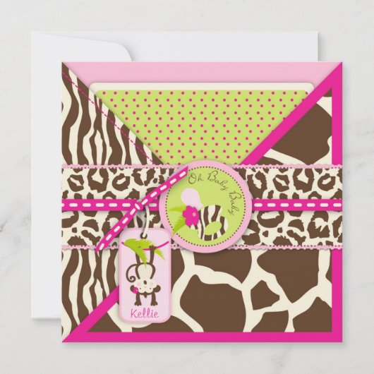 Invitation Baby shower de Safari pour singes de la jungle (Devant)