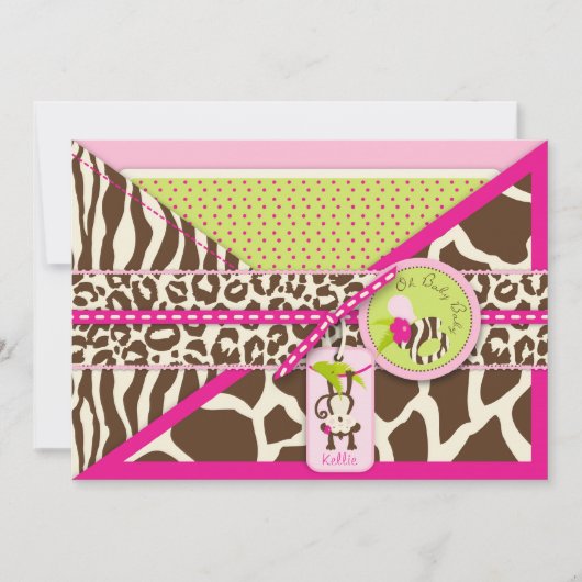 Invitation Baby shower de Safari pour singes de la jungle (Devant)