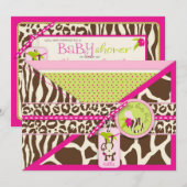 Invitation Baby shower de Safari pour singes de la jungle (Devant / Derrière)