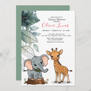Invitation Baby shower de Safari tropical Animaux