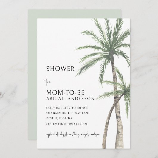Invitation Baby shower De Sage Palm Tree (Devant / Derrière)