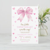 Invitation Baby shower de Saint Valentin Pink Bow (Debout devant)