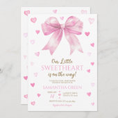 Invitation Baby shower de Saint Valentin Pink Bow (Devant / Derrière)
