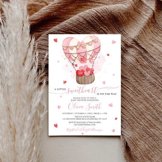 Invitation Baby shower de Saint-Valentin rose Sweetheart