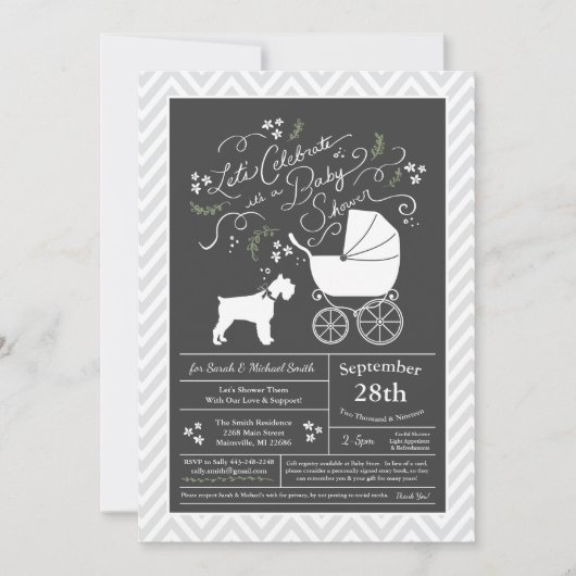 Invitation Baby shower de Schnauzer de la Miniature Neutralit (Devant)