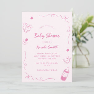 Invitation Baby shower de scribble de Doodle tiré à la main