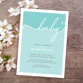 Invitation Baby shower de script Aqua Calligraphie moderne
