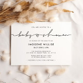 Invitation Baby shower de script blanc mignon