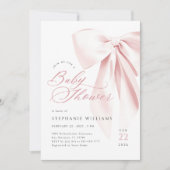 Invitation Baby shower de script Bow rose (Devant)