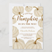 Invitation Baby shower de script citrouille Gold Little (Devant)