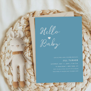 Invitation Baby shower de script Coeur moderne minimaliste mi