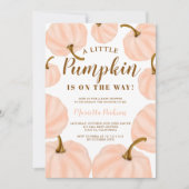 Invitation Baby shower de script d'automne citrouille Coral L (Devant)