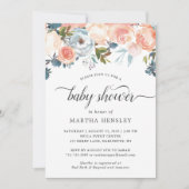 Invitation Baby shower de script de balayage floral d'aquarel (Devant)