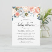 Invitation Baby shower de script de balayage floral d'aquarel (Debout devant)