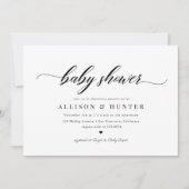 Invitation Baby shower de script de calligraphie classique d' (Devant)
