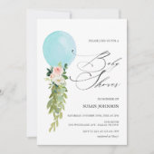 Invitation Baby shower de script de calligraphie de ballon bl (Devant)