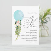 Invitation Baby shower de script de calligraphie de ballon bl (Debout devant)