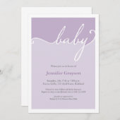 Invitation Baby shower de script de calligraphie de lavande m (Devant / Derrière)