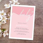 Invitation Baby shower de script de calligraphie rose moderne
