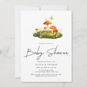 Invitation Baby shower de script de champignons modernes tend (Devant)