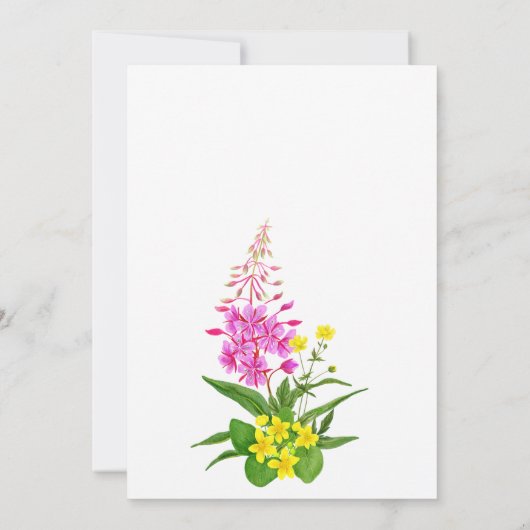 Invitation Baby shower de script de Fleur sauvage jaune vif (Dos)