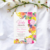 Invitation Baby shower de script de fleurs d'aquarelle modern