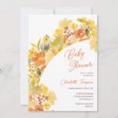 Invitation Baby shower de script de fleurs jaunes boho d'auto (Devant)