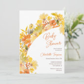 Invitation Baby shower de script de fleurs jaunes boho d'auto (Debout devant)