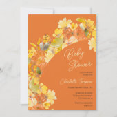 Invitation Baby shower de script de fleurs jaunes boho d'auto (Devant)