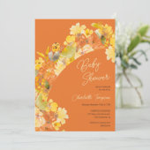 Invitation Baby shower de script de fleurs jaunes boho d'auto (Debout devant)
