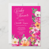 Invitation Baby shower de script de fleurs sauvages vives (Devant)