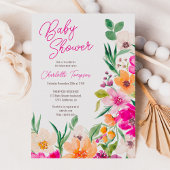 Invitation Baby shower de script de fleurs sauvages vives