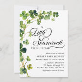 Invitation Baby shower de script de petit Shamrock aquarelle (Devant)