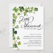 Invitation Baby shower de script de petit Shamrock aquarelle (Devant)